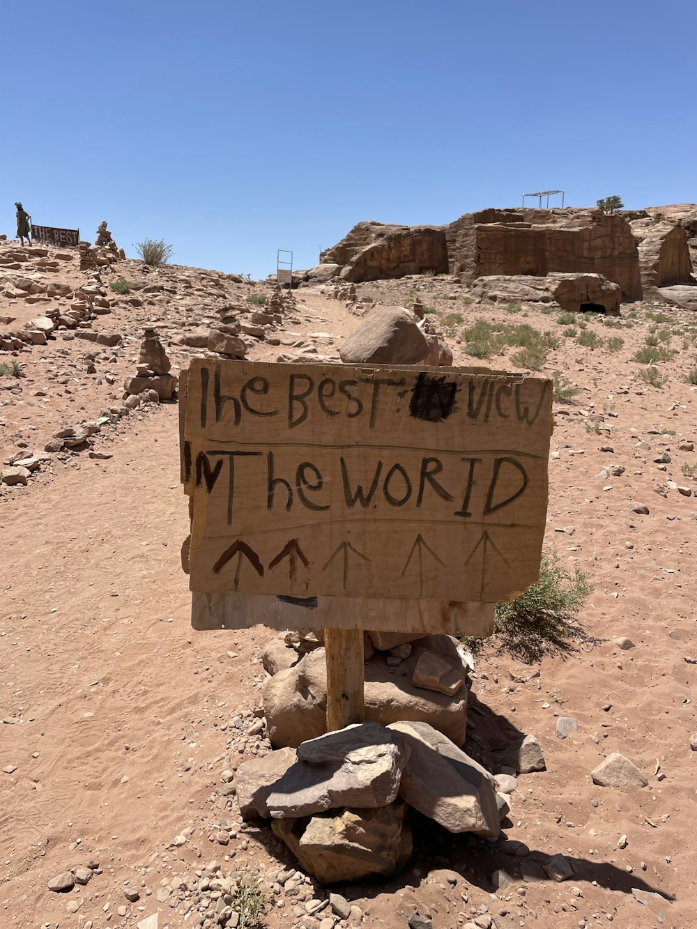 a sign in the desert