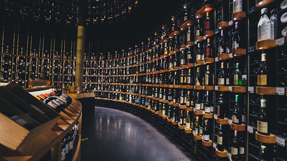 a long row of bottles