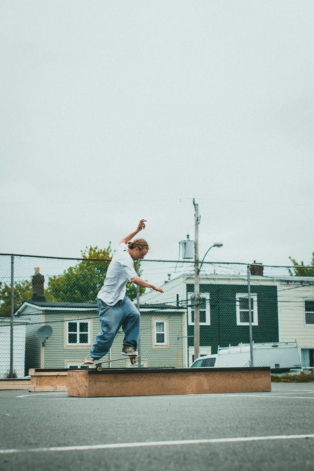 a man riding a skateboard