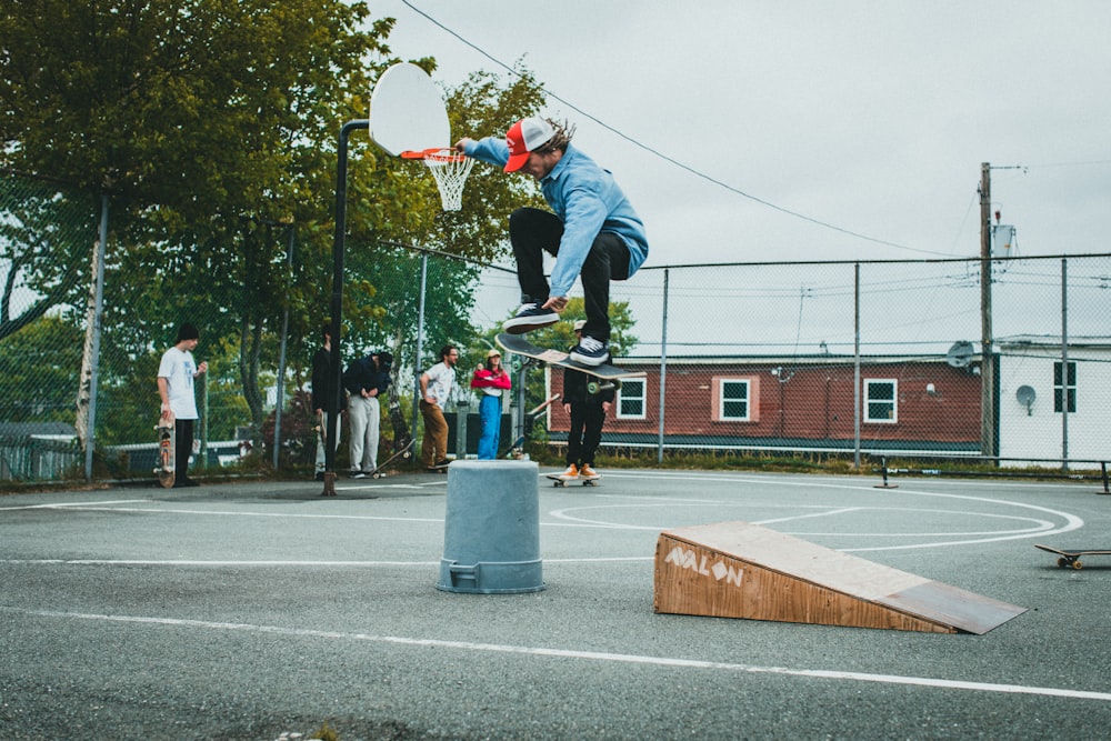 a man jumping on a skateboard