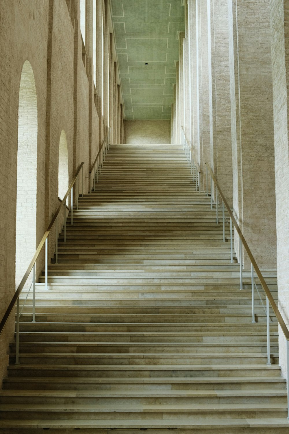 a wooden staircase in a building