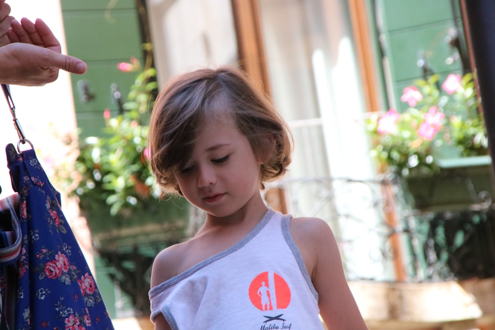 a girl holding a flag