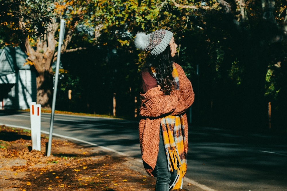 a person walking down a street