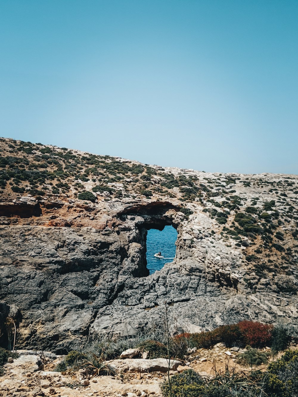 a large rock cave