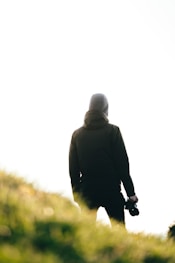 a person running in a field