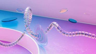 Abstract particle-flow visuals representing tangential flow filtration process.