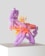 A modern, abstract sculpture composed of intertwined purple and red organic shapes within a white geometric frame. Yellow specks and tendrils add dynamic movement, giving the impression of growth or energy.