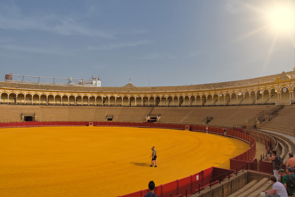 a large arena with people in it