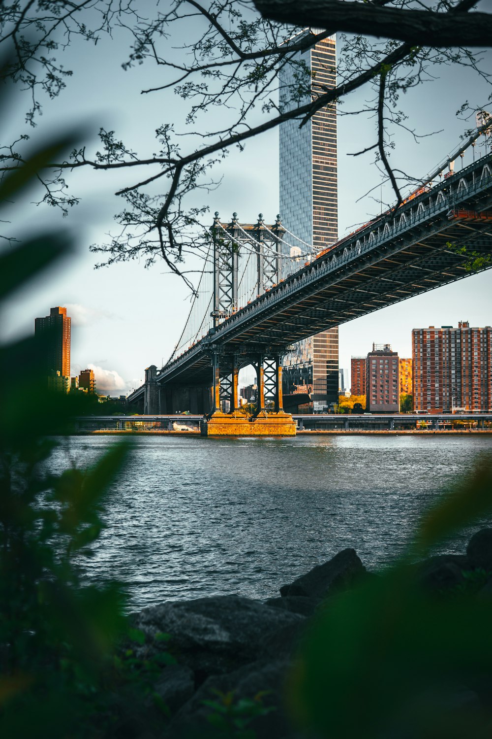 a bridge over a river