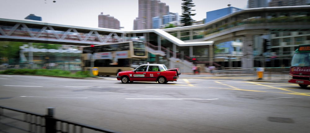 a red car on a road