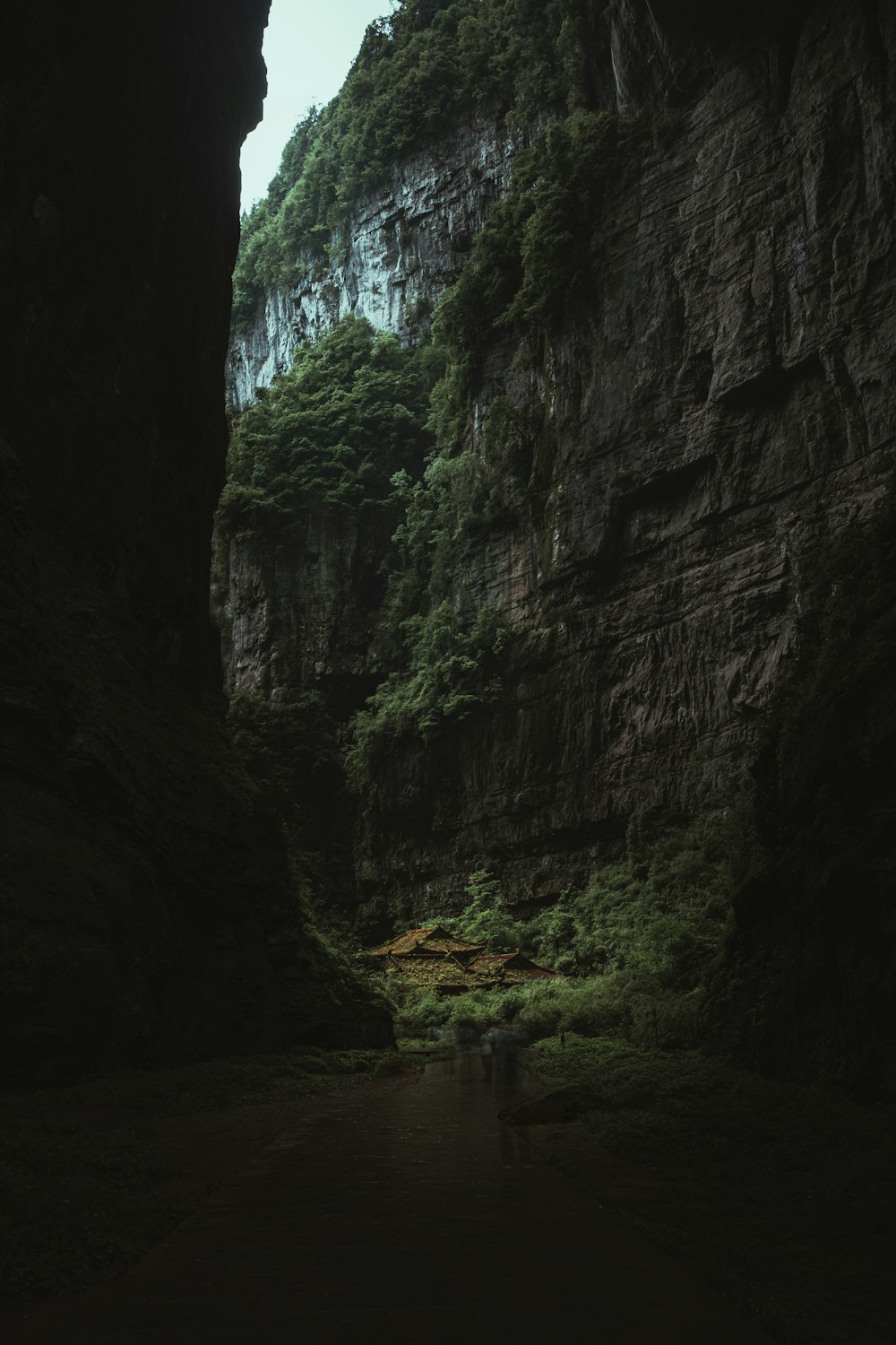 a cave with a river in it