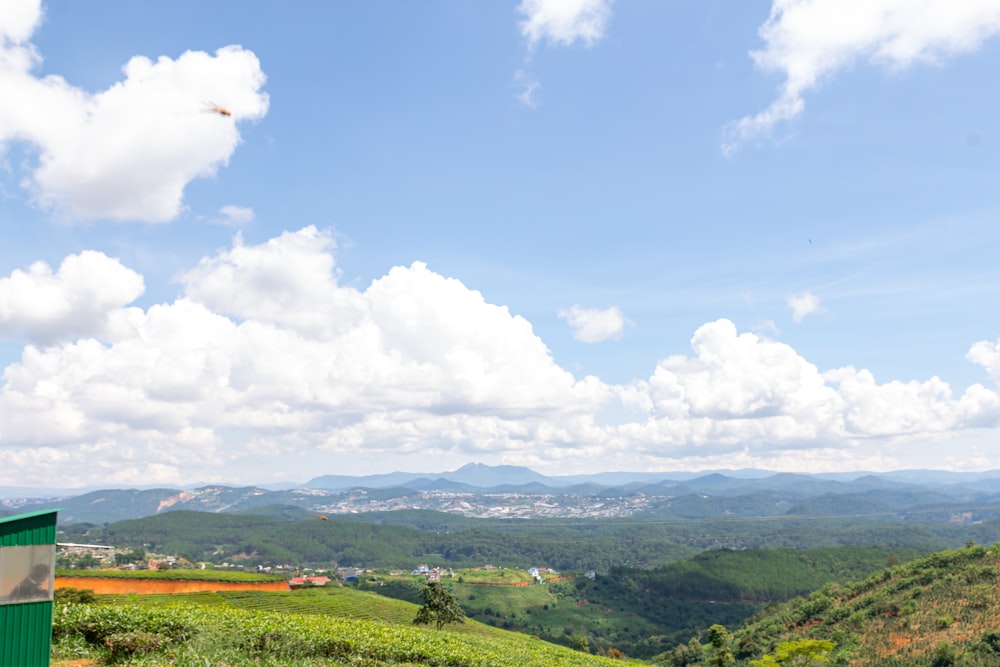 a landscape with hills and trees