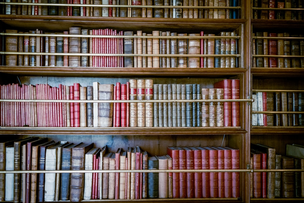 a large collection of books on shelves