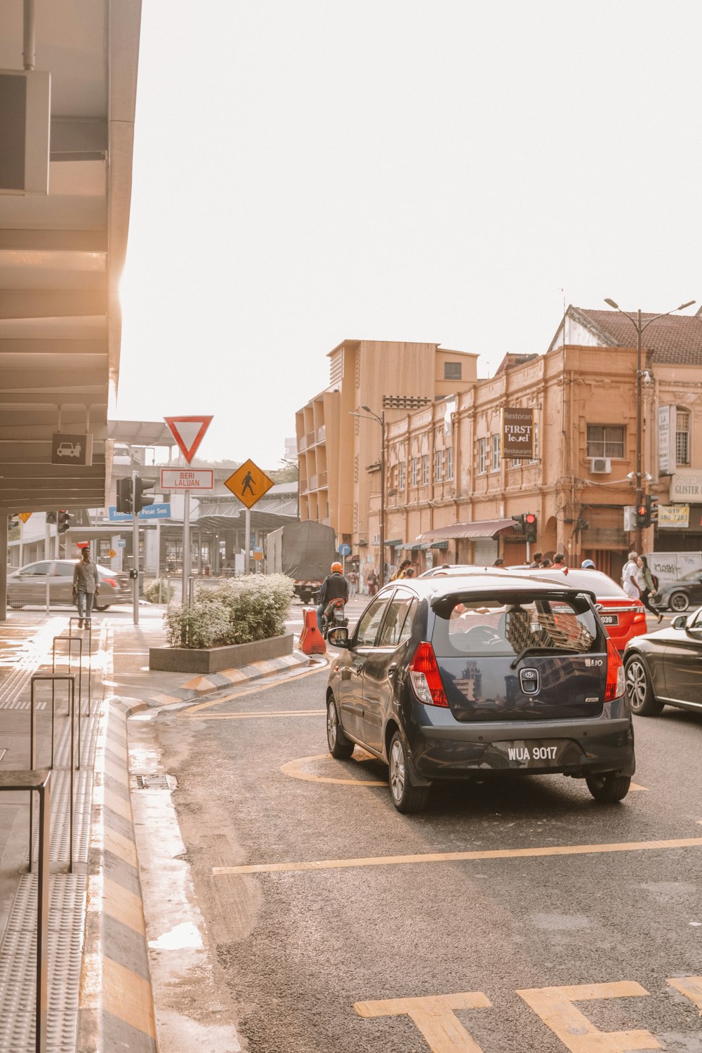 a car parked on the side of a road