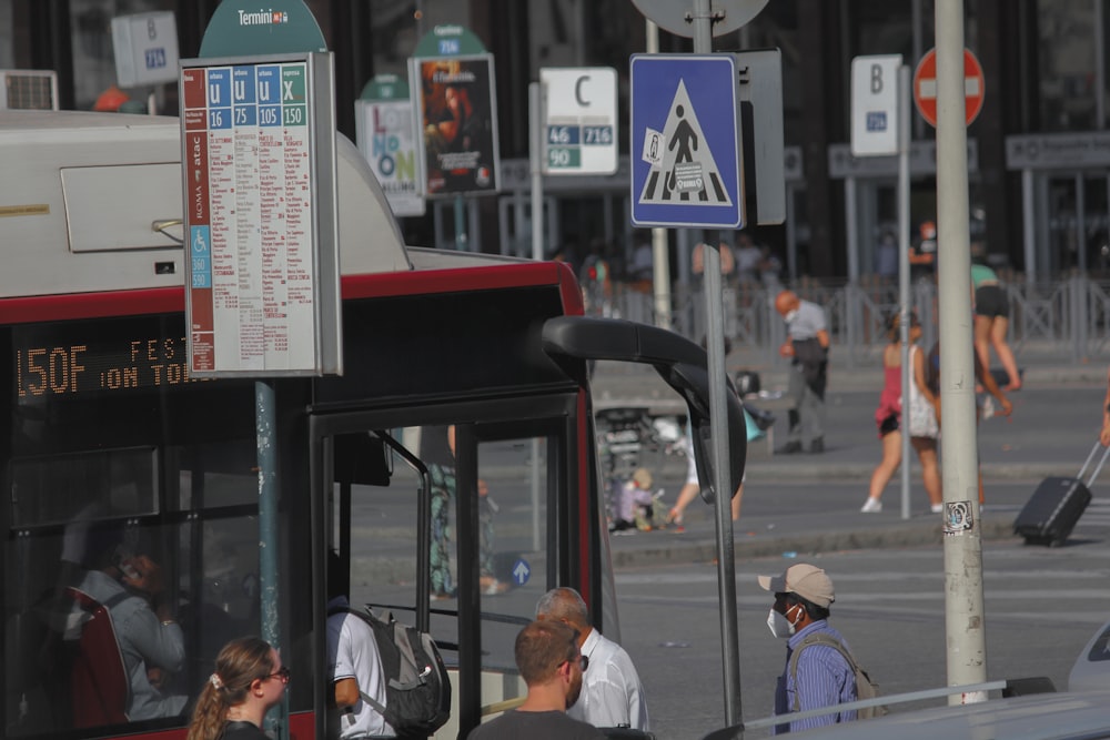 a bus travels down the street