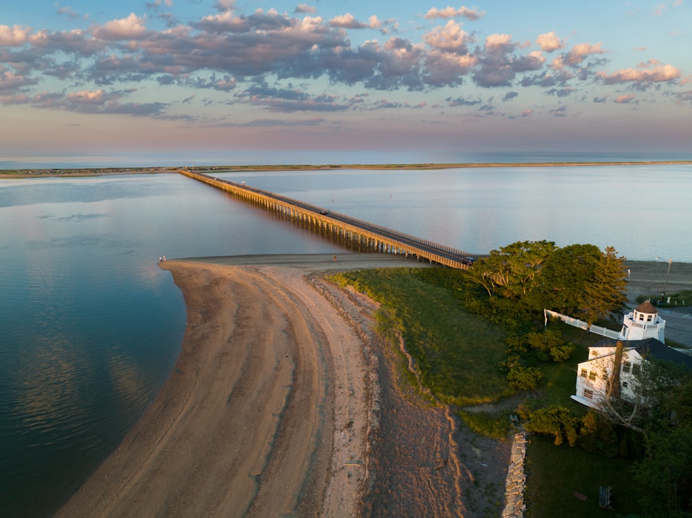 a long road going through a body of water