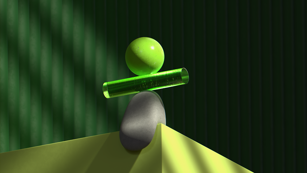 a green object with a green handle