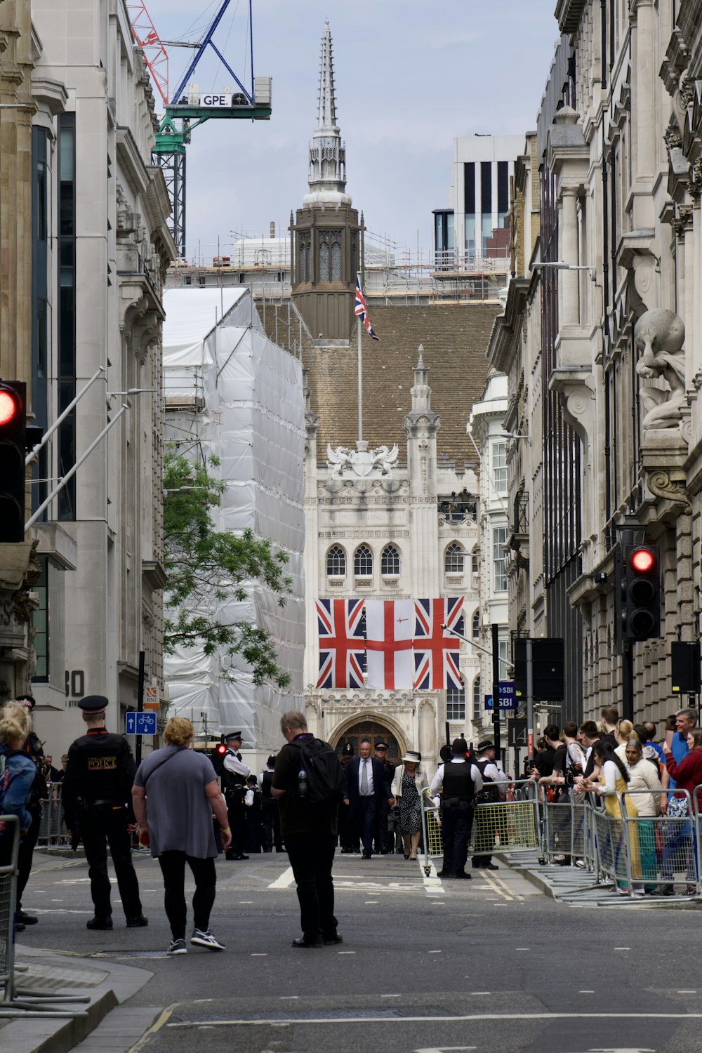 a crowd of people on a street