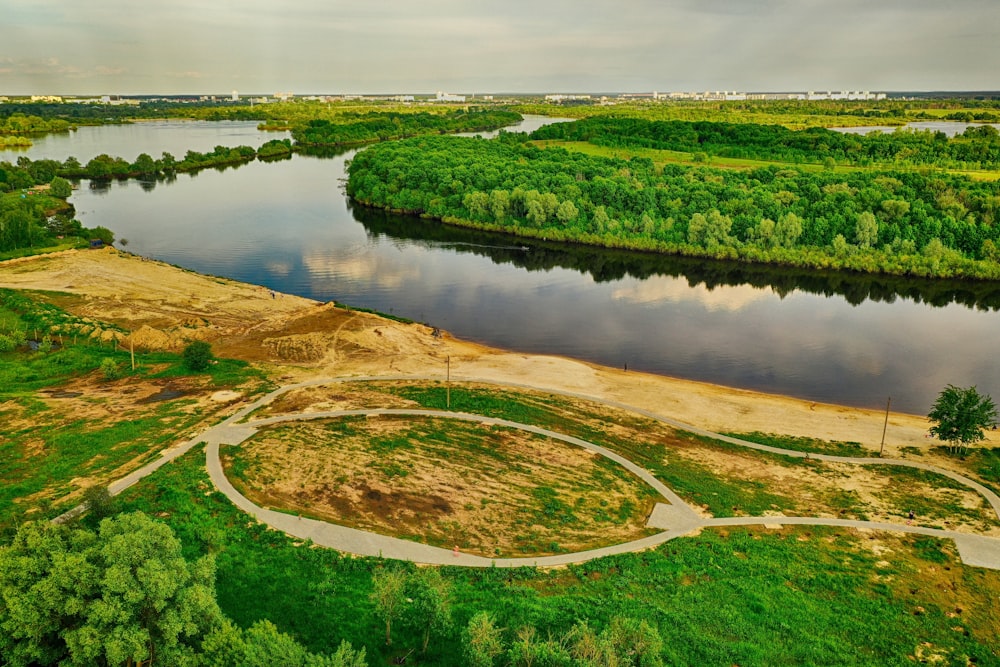 a river with a large amount of land around it