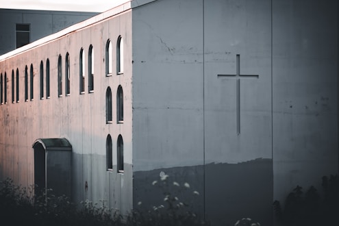 a white building with a cross on it