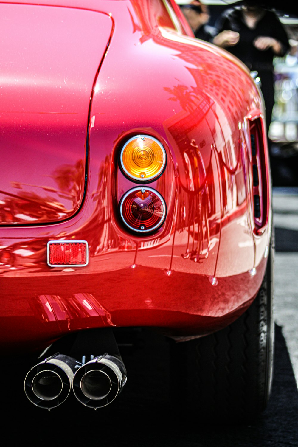 the back of a red car