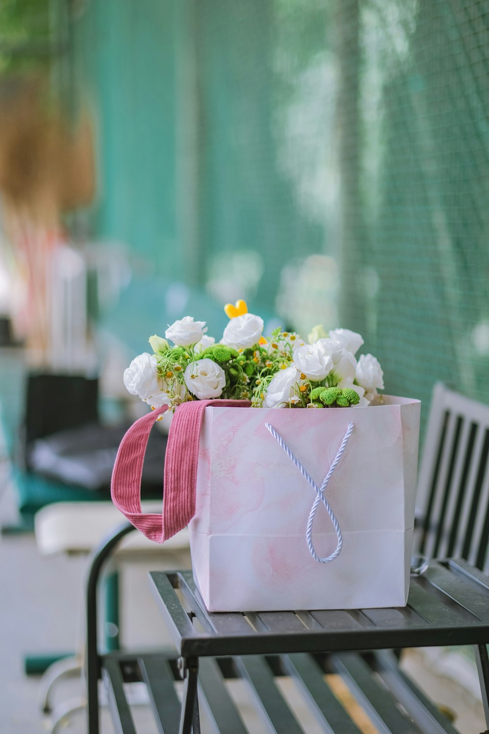 a bouquet of flowers on a table