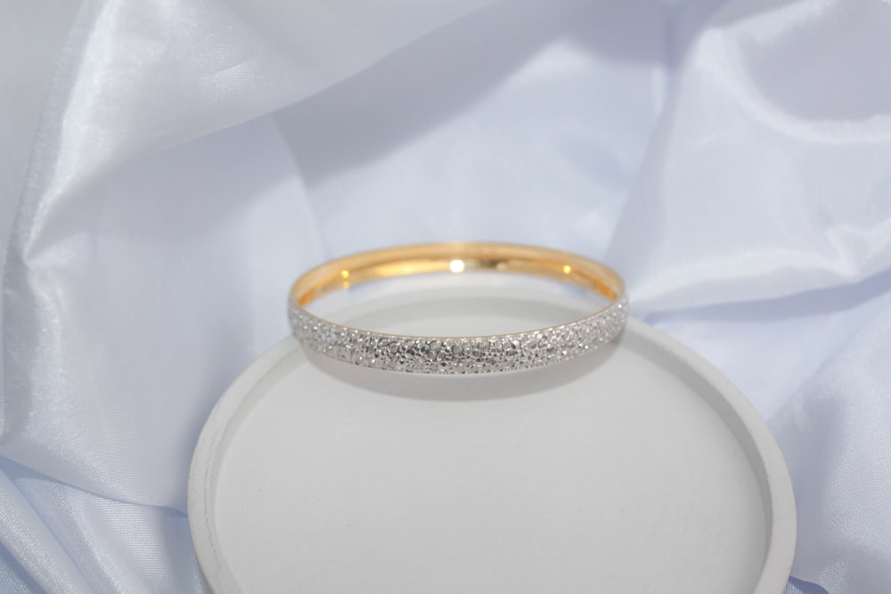 a ring on a white surface