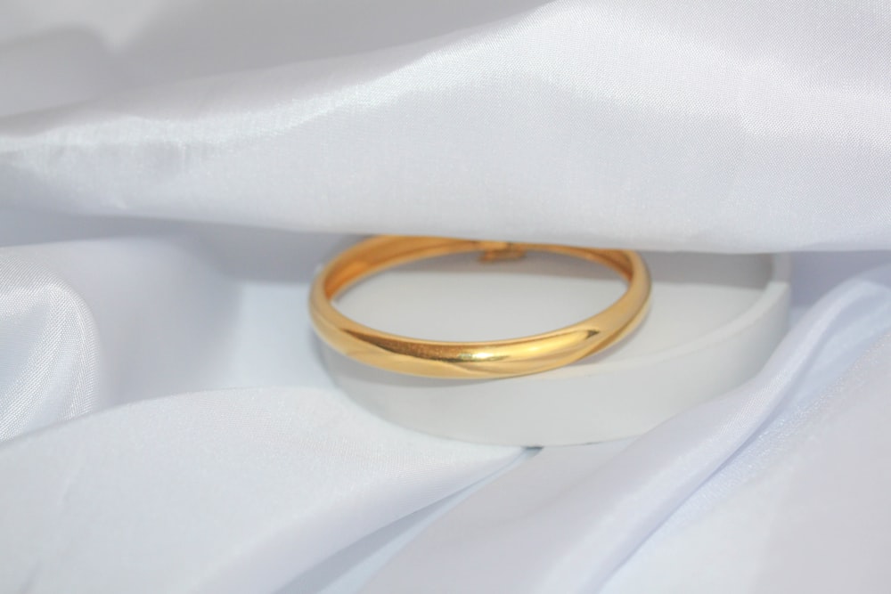 a ring on a white surface