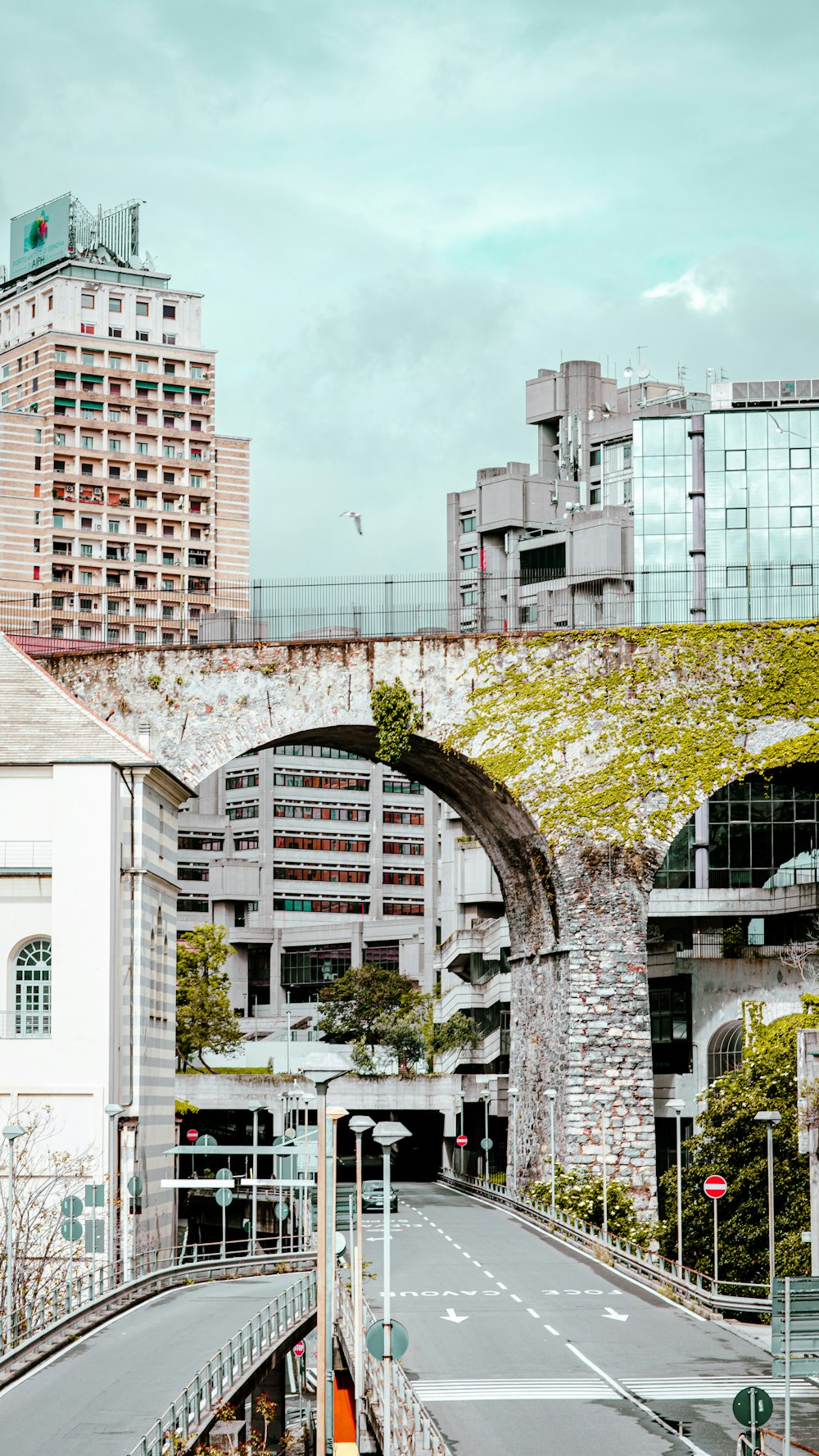 a bridge over a street