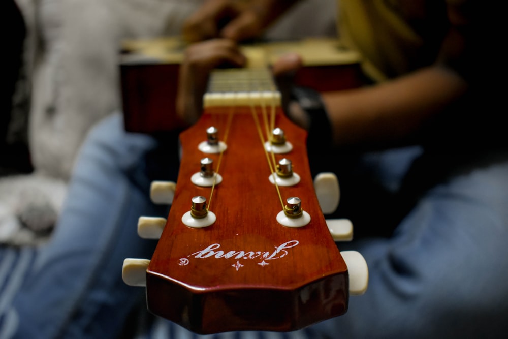 a close-up of a guitar