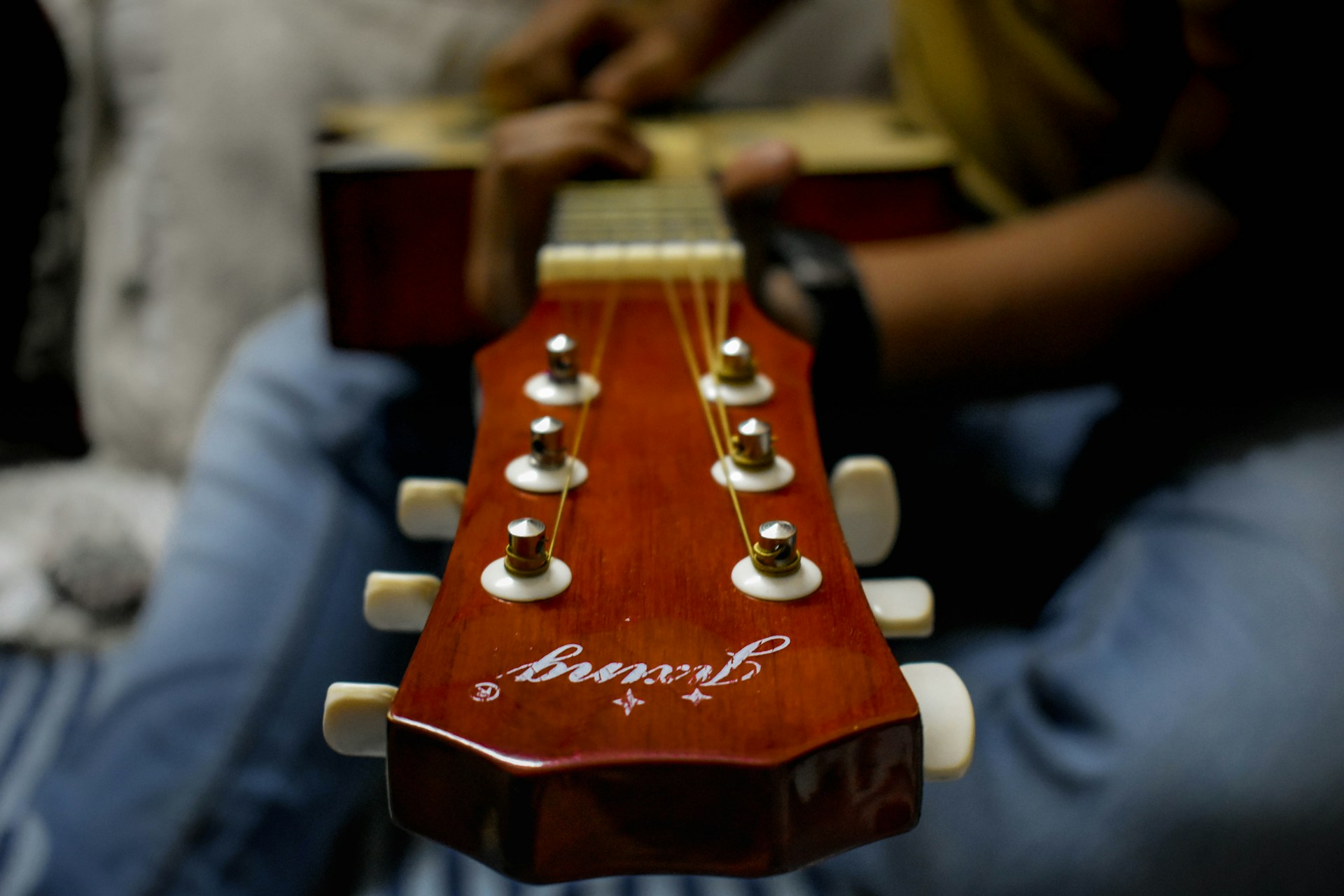 a close-up of a guitar