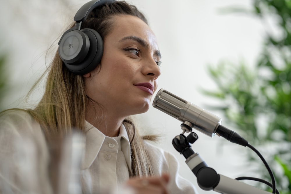 a woman wearing headphones