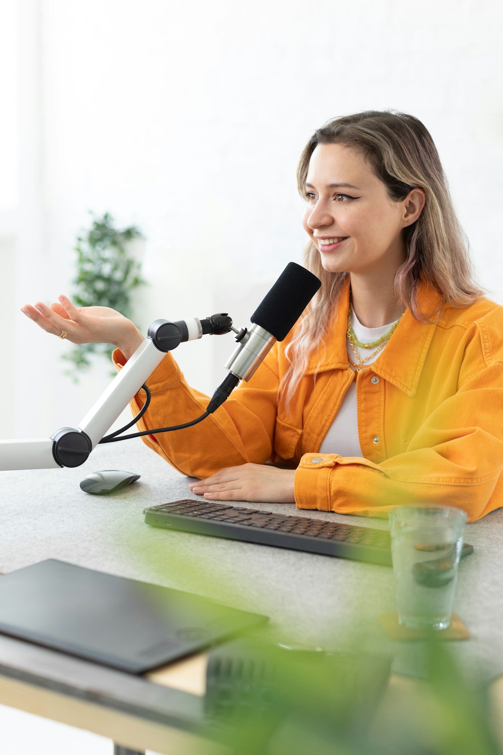 a person speaking into a microphone