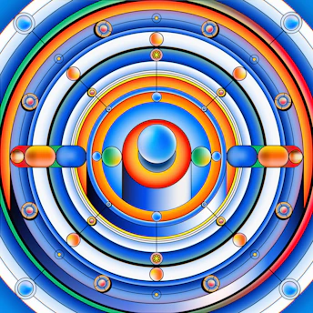 Vibrant geometric patterns representing connection and teamwork.