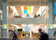 a group of people in a building