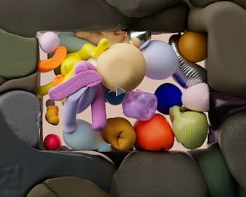 A vibrant collage of collection items subtly animated to highlight their unique details and textures.