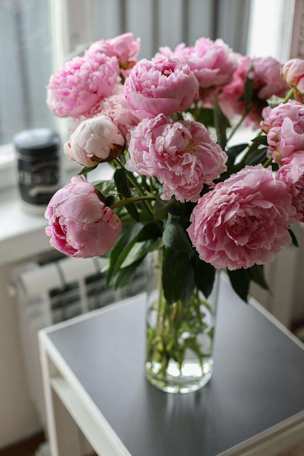 a vase of pink flowers