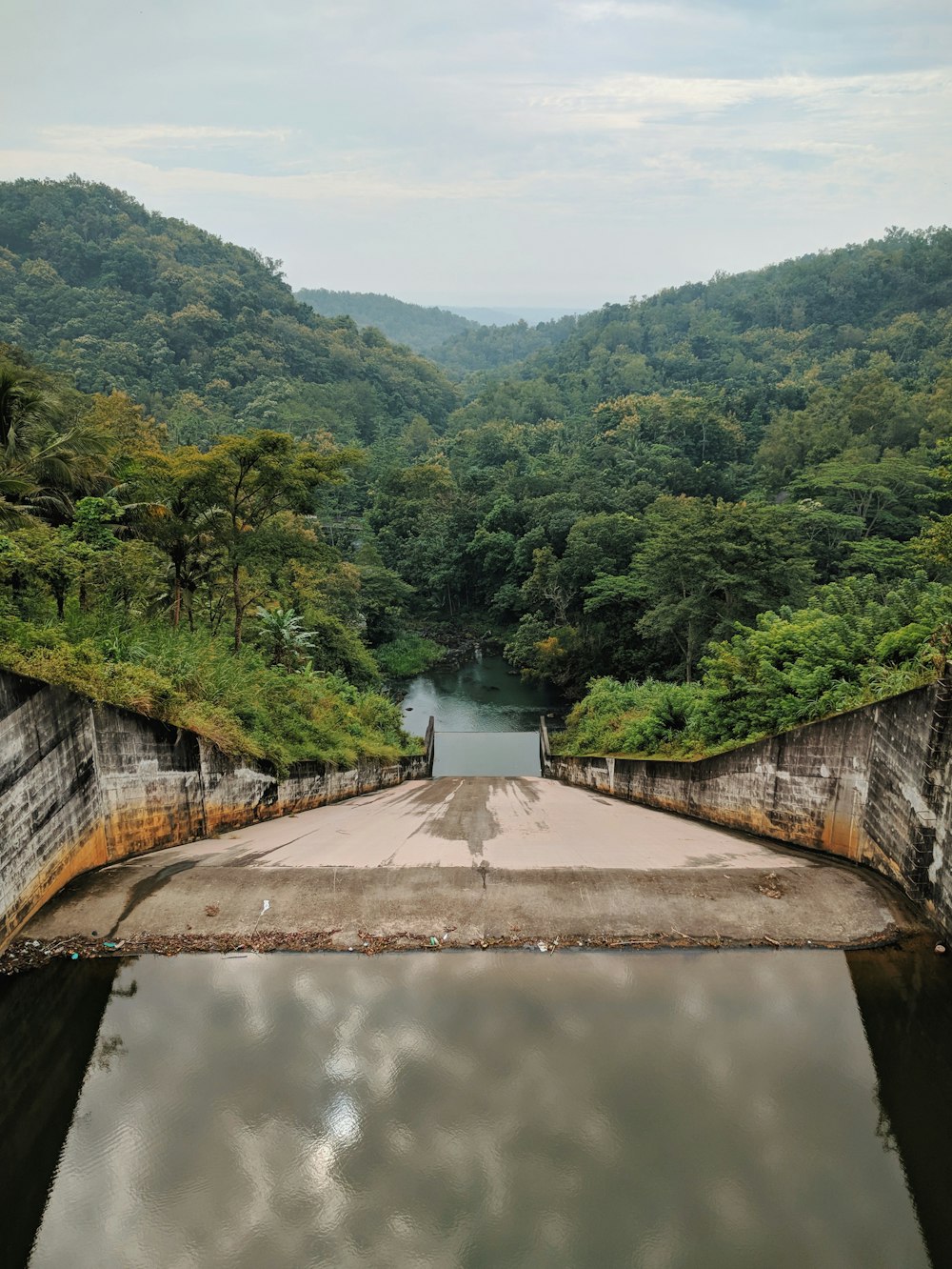 a dam with a waterfall