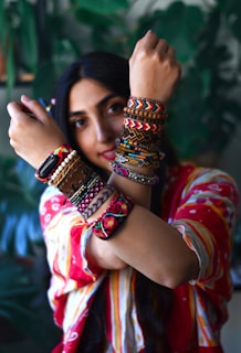 a person wearing a colorful dress