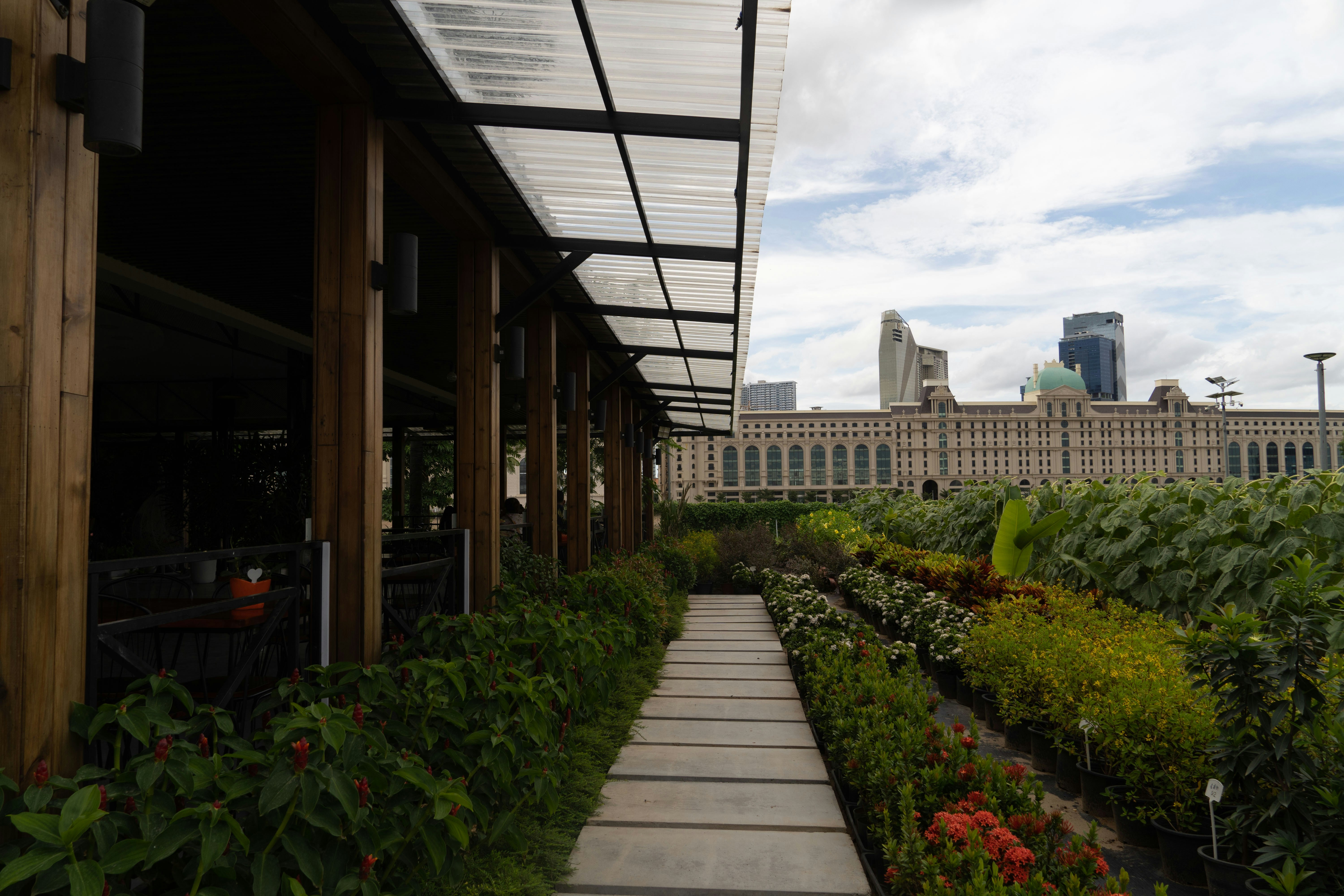 Lush Rooftop Garden with Cafe