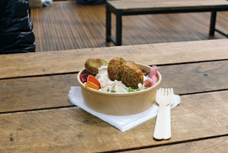 a bowl of food on a table