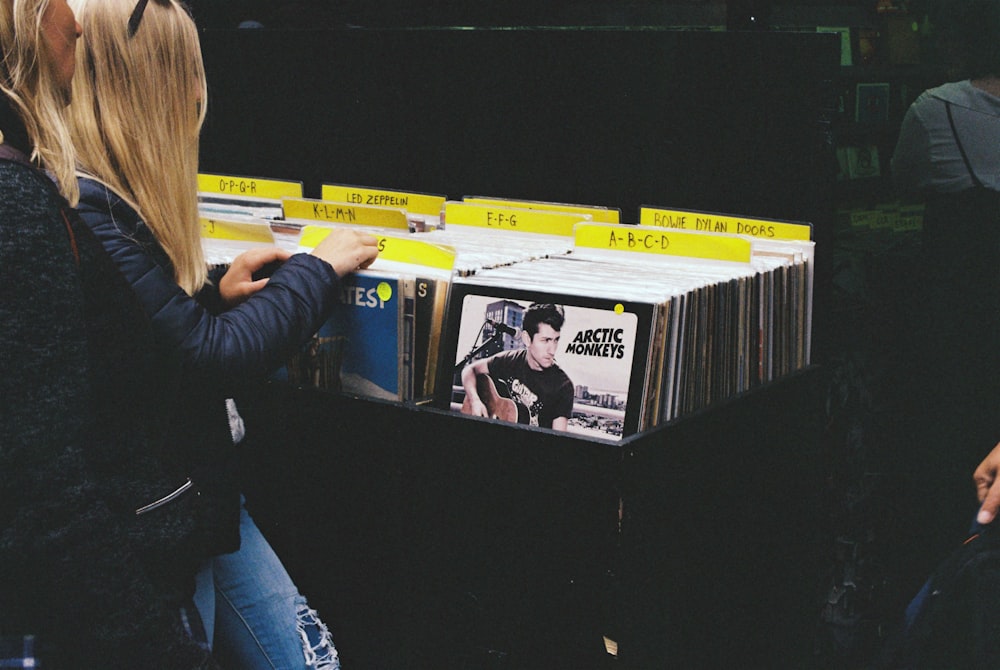 a person looking at a display