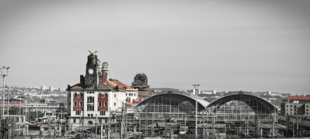 a bridge with a clock tower