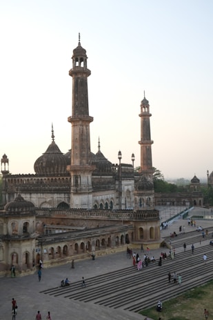 a large building with towers