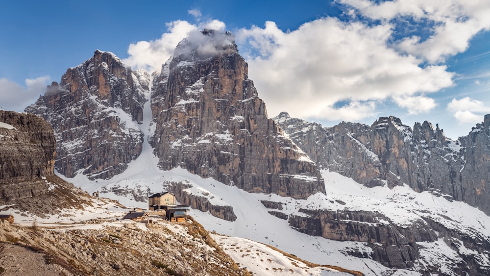 a building on a snowy mountain