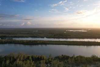 A serene landscape with characters from a game.