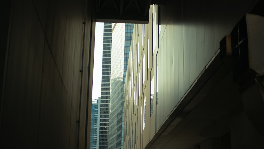 a hallway with windows