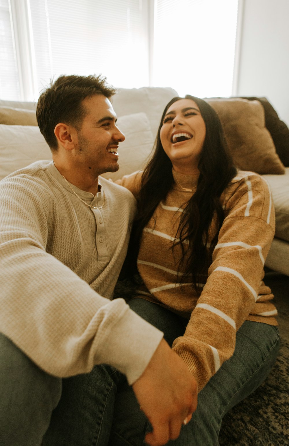 a man and woman laughing