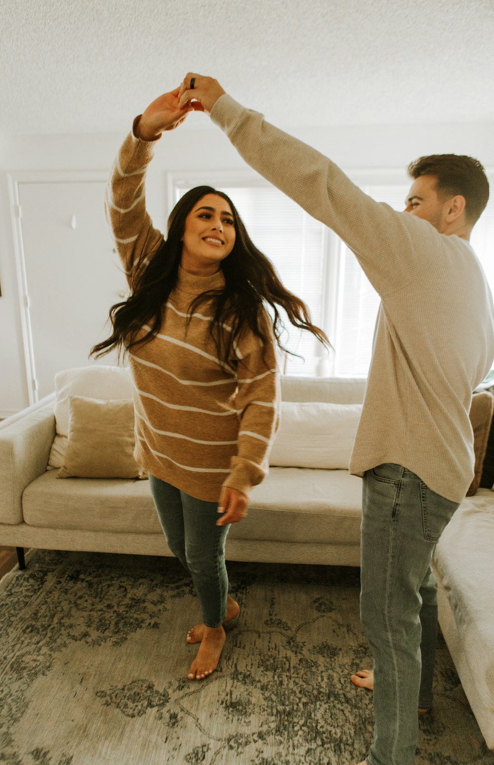 a person holding a person's hair