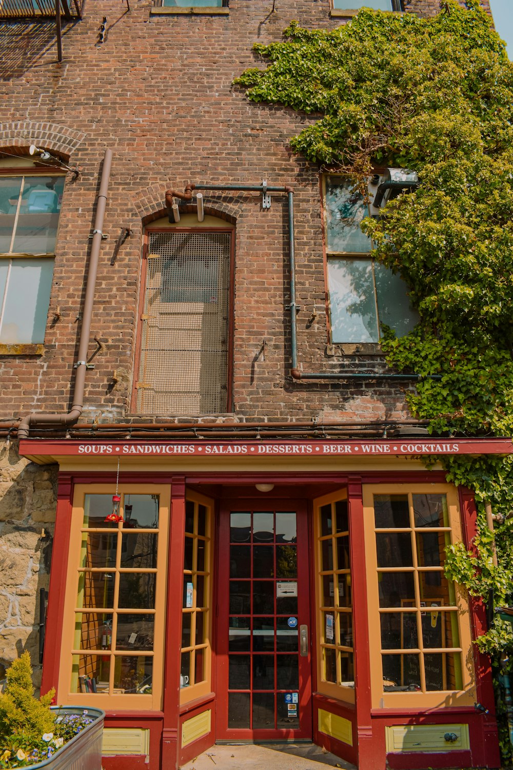 a brick building with windows